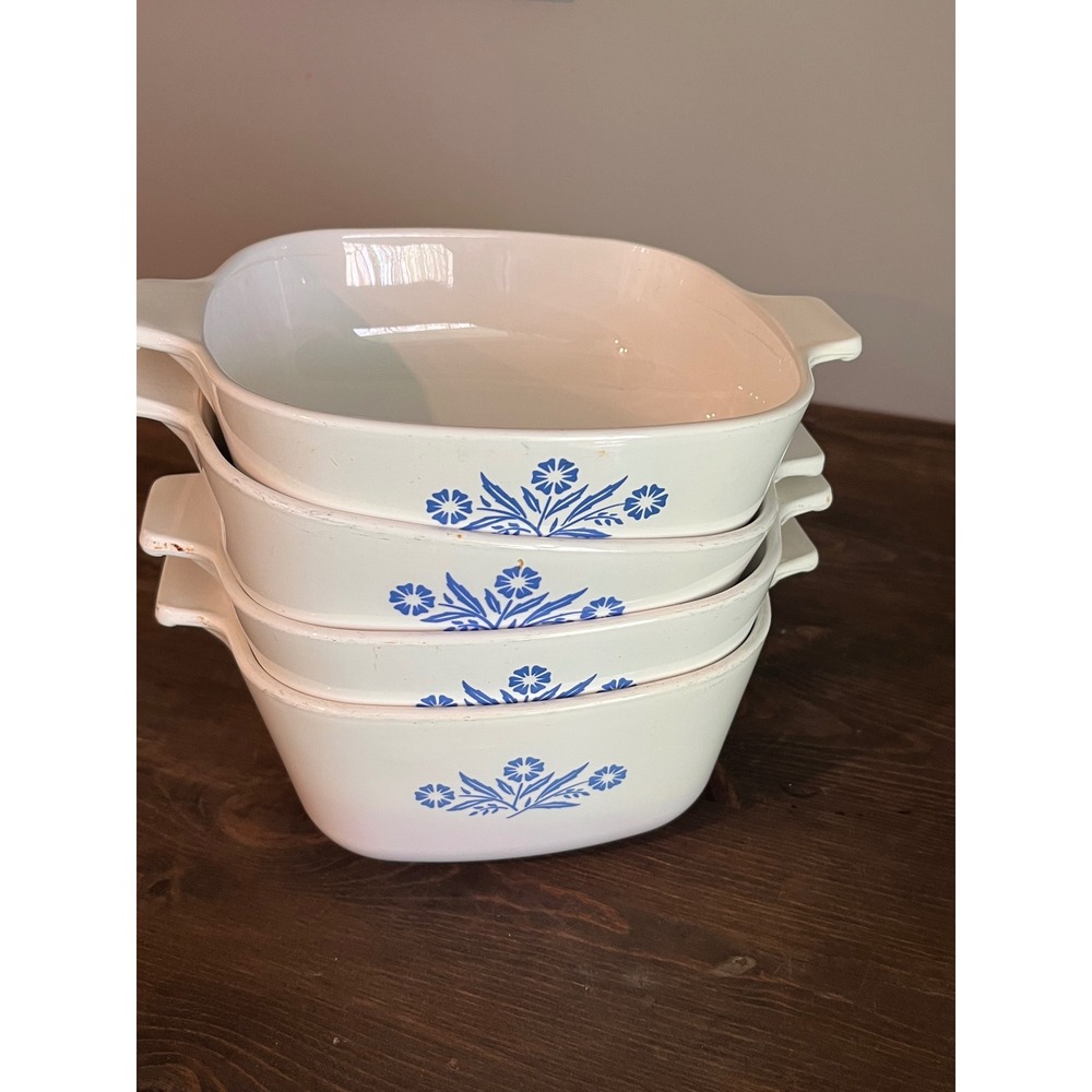 Lot of 4 Corning Ware Cornflower Blue White Baking Dishes - Picture 11 of 11